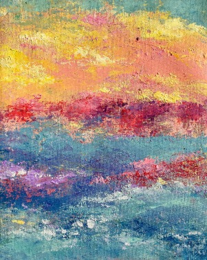 Sunset Over Miami I, MCB series, 2017, Acrylic on canvas, 8 x 10 in